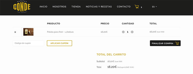 Finalizar compra. Comprar patatas gallegas online 